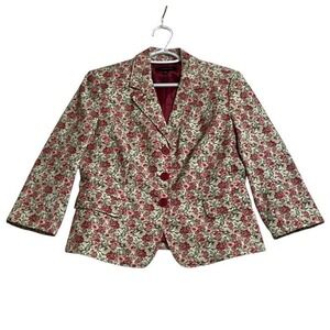 Talbots Floral Print Lined Blazer Size 8